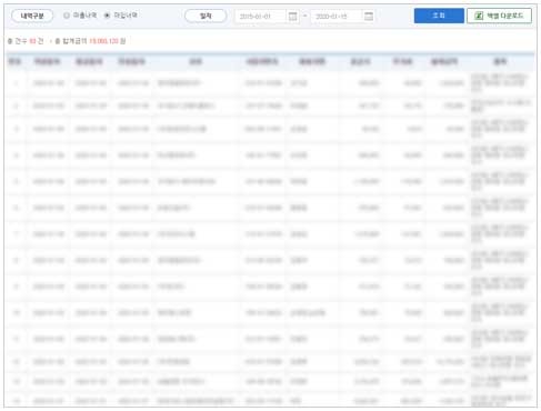 현금영수증 조회화면